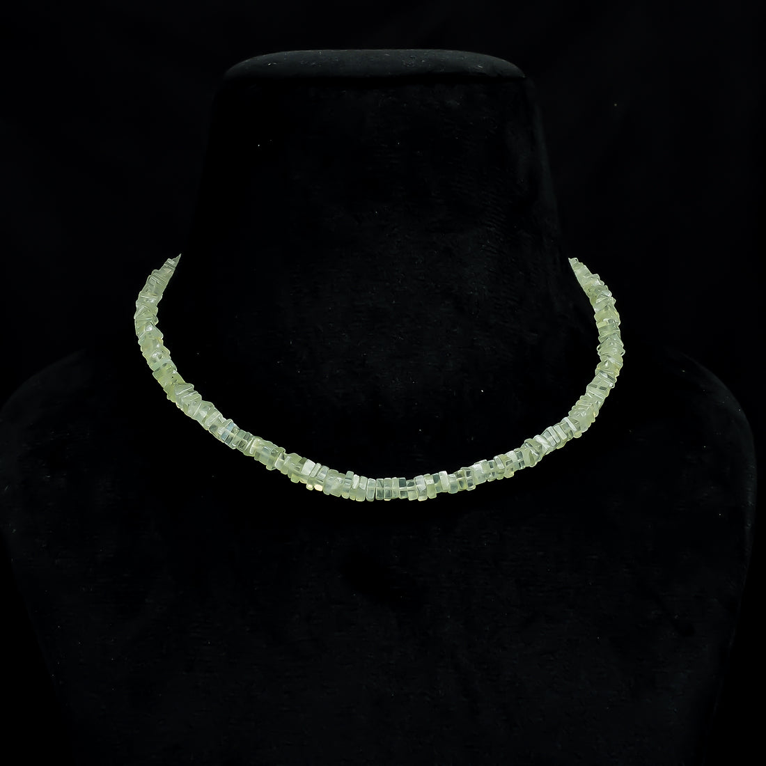 Prehnite Natural Gemstone Square Heishi Shape Smooth Necklace 17-19" Beads 5X5X3 mm, 157 Ct. YN-418