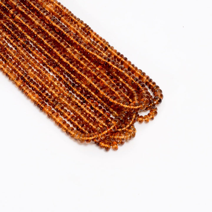 Hessonite Garnet Natural Gemstone Rondelle Shape Smooth 7 Lines