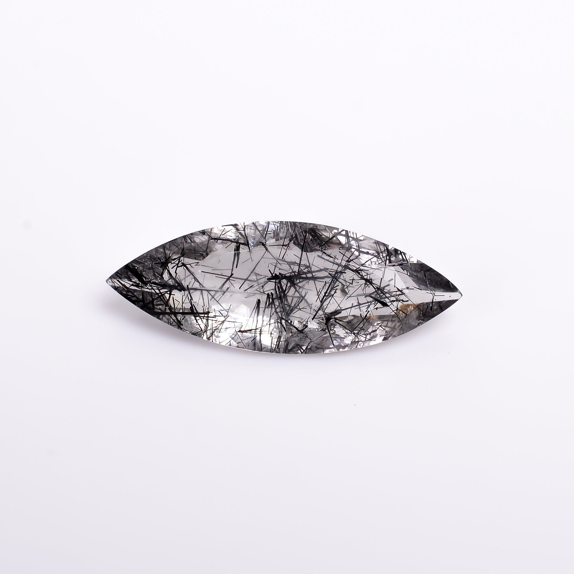 black rutile natural quartz marquise shape cut stone loose gemstone