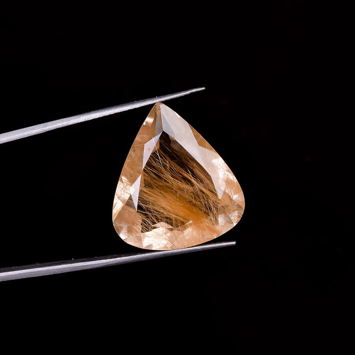golden rutile quartz pear shape cut stone loose gemstone
