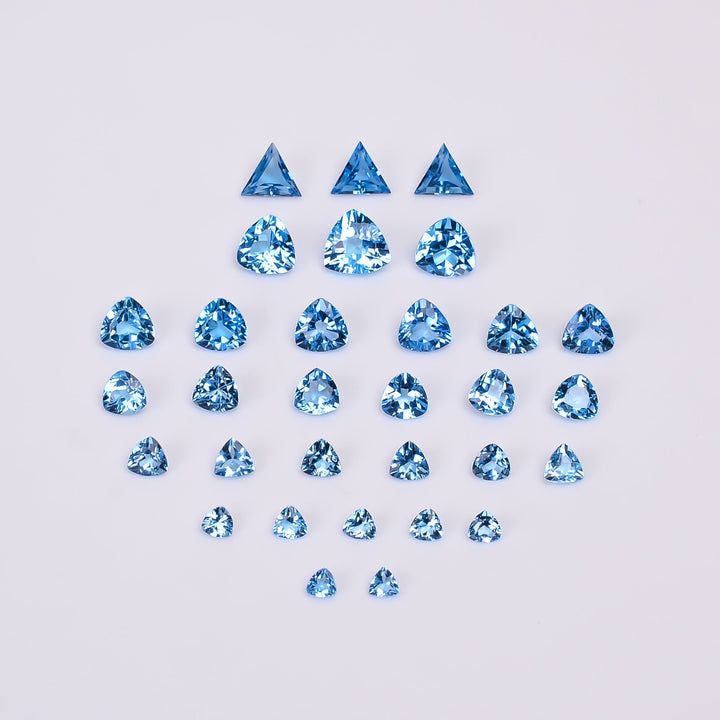 natural blue topaz trillion shape cut stone loose gemstone lot