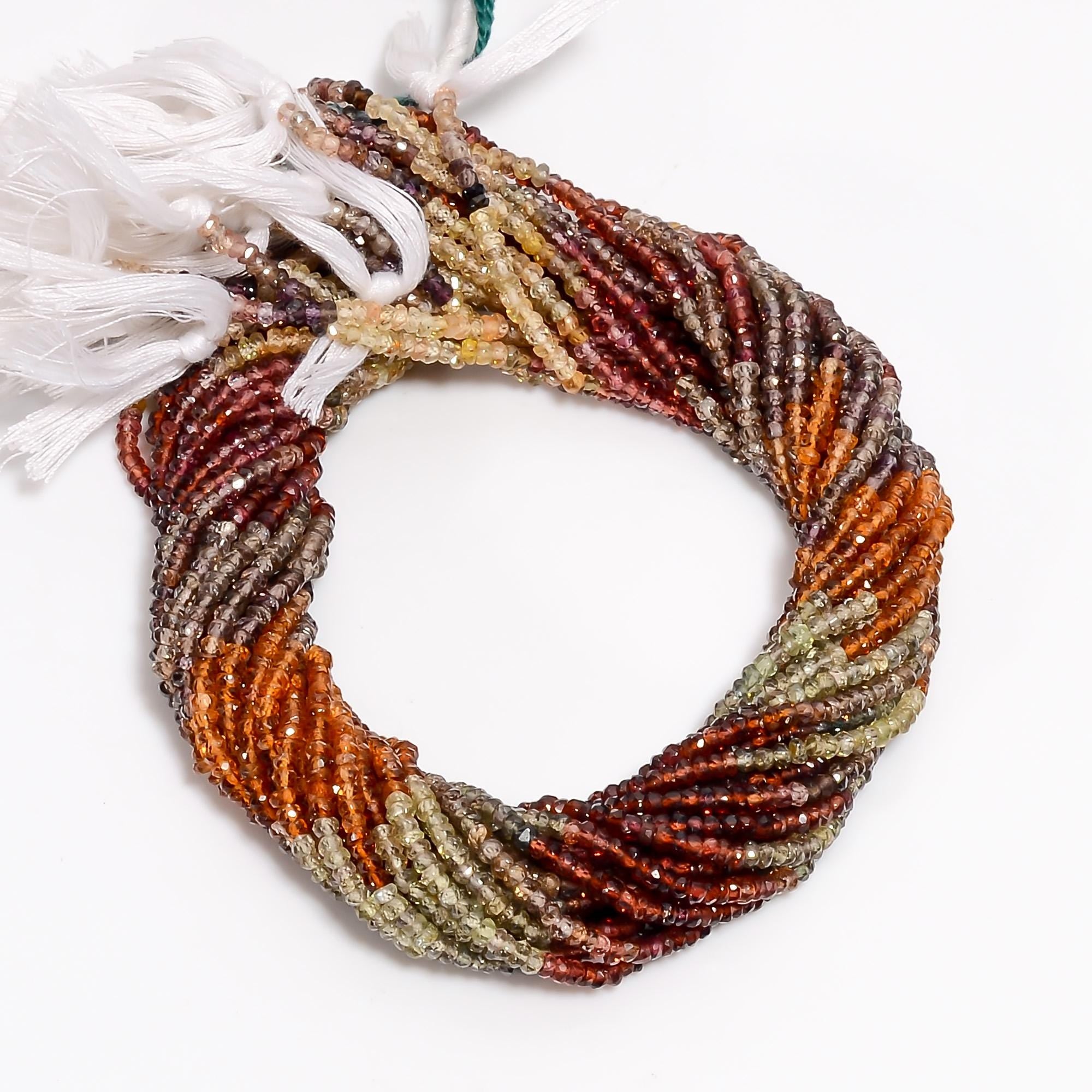 multi sapphire natural gemstone rondelle shape smooth 16 lines strand 14 beads 3x3x2 mm 870 5 ct yn 498
