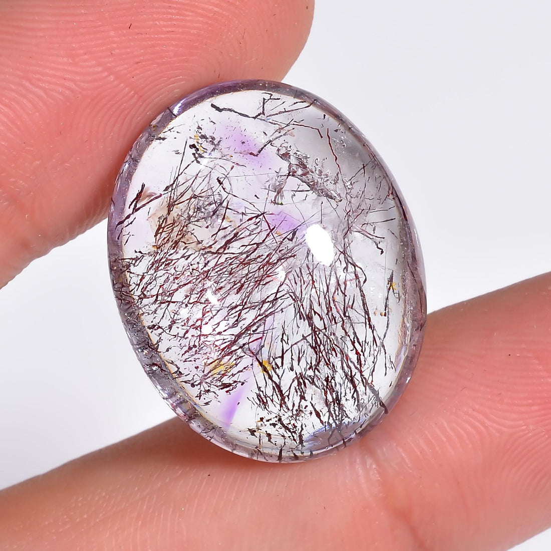 elestial quartz natural oval shape cabochon loose gemstone