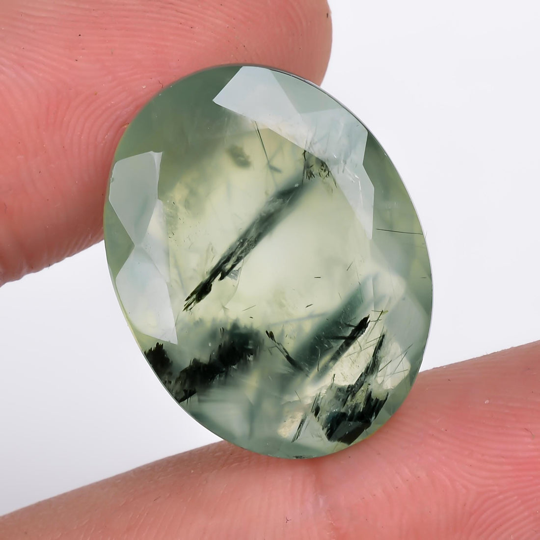 prehnite with epidote natural oval shape cut stone loose gemstone