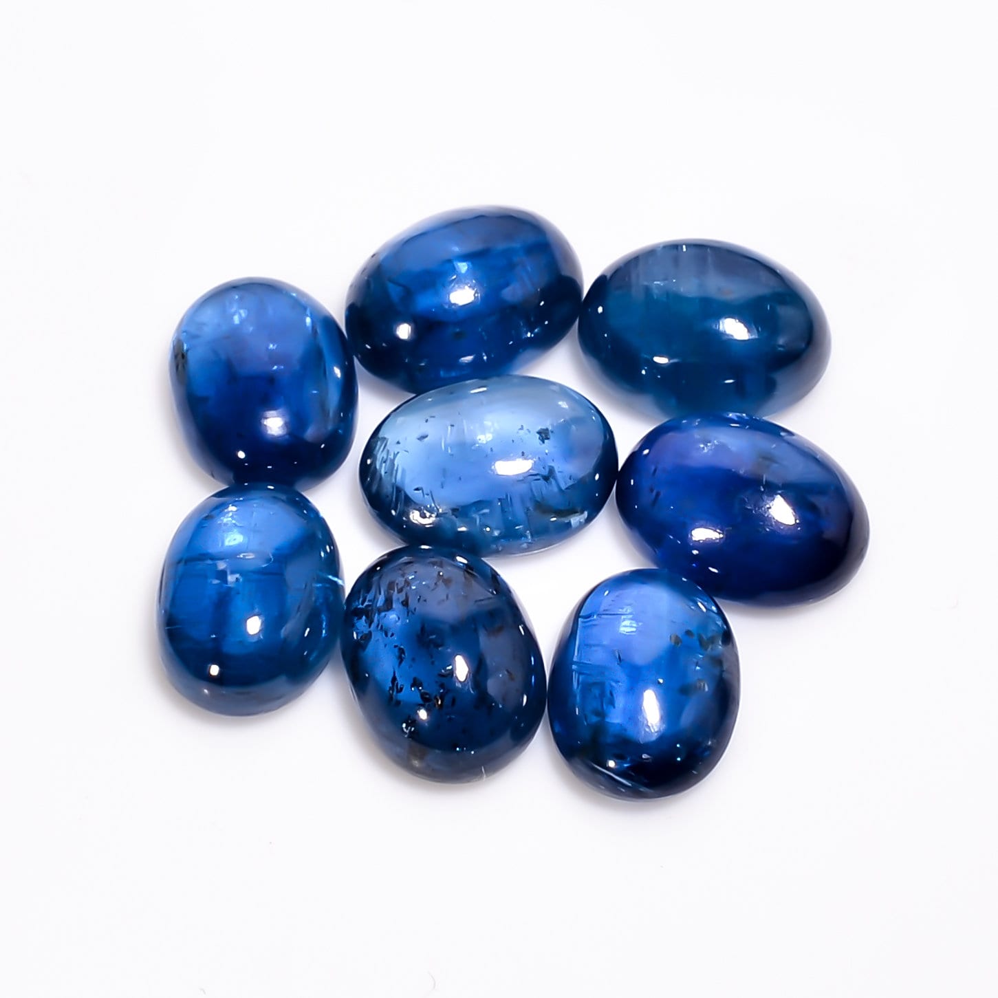 blue kyanite oval shape cabochon loose gemstone 8 pcs lot