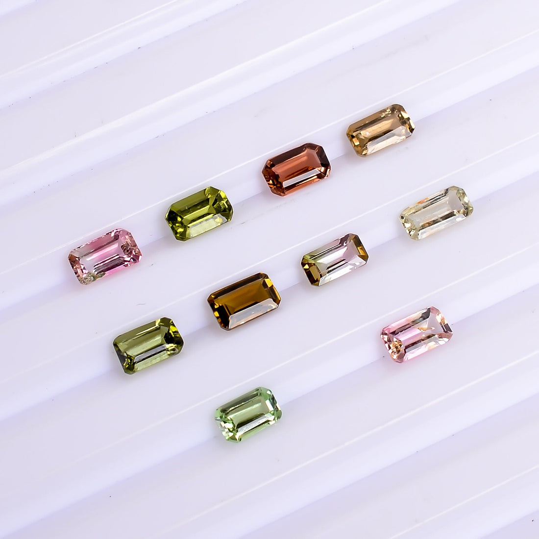 multi tourmaline radiant shape cut stone natural loose gemstone 10 pcs