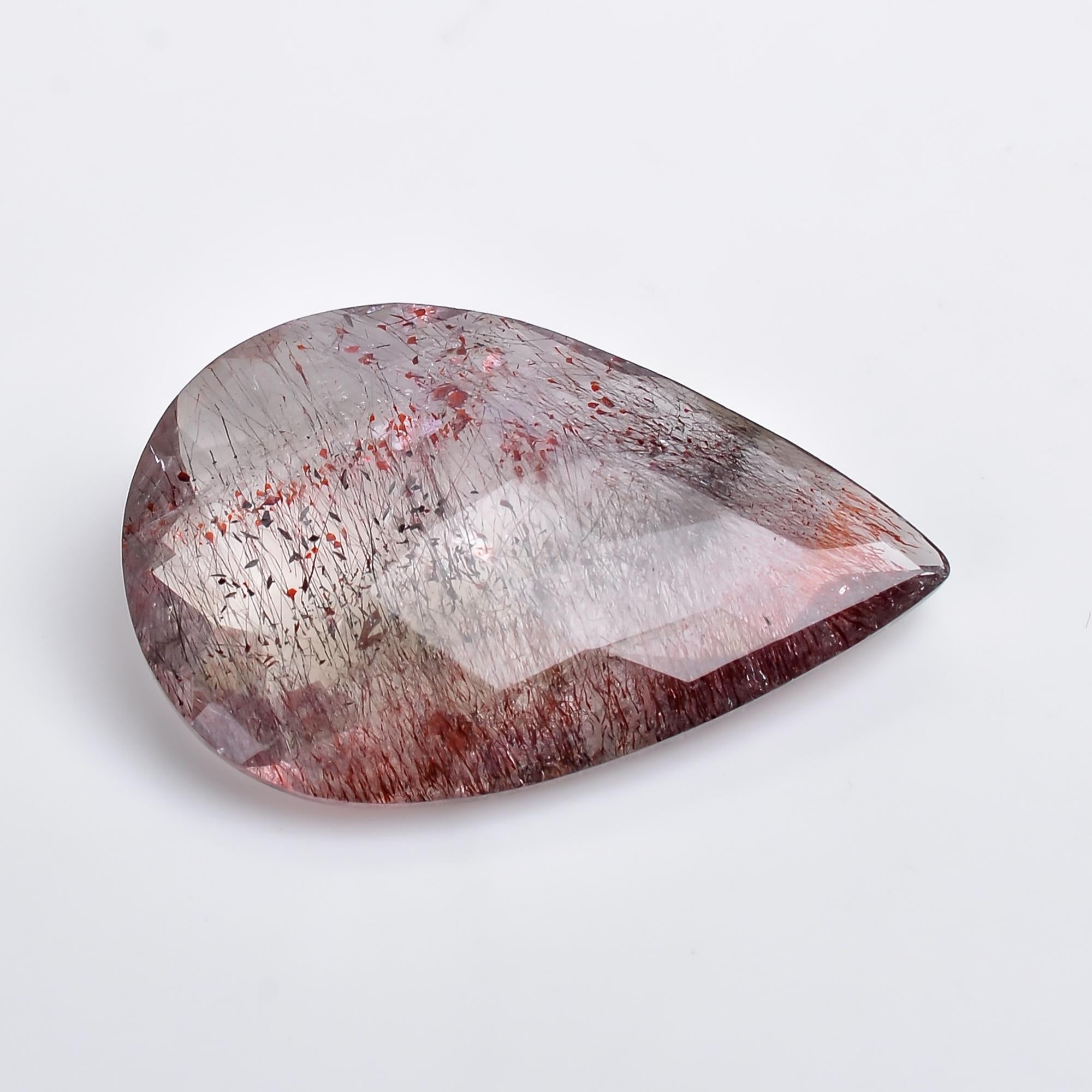 elestial quartz pear shape faceted loose gemstone