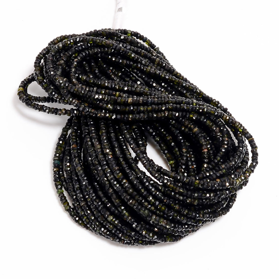 chrome tourmaline natural gemstone rondelle shape faceted 18 lines strand 18 beads 3x3x2 mm 849 ct yn 507
