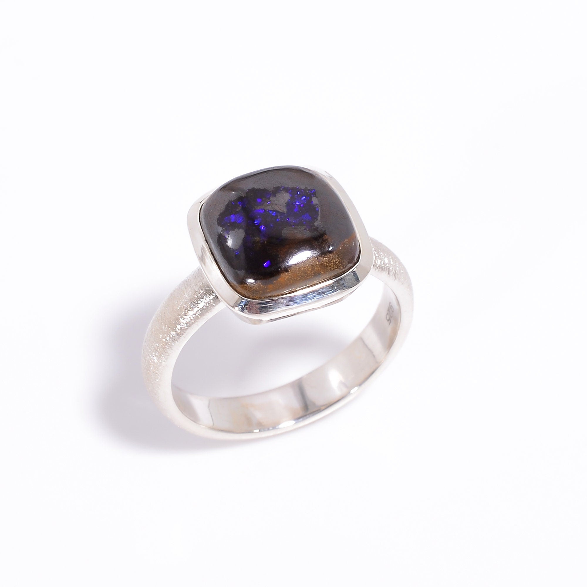 natural boulder opal cushion shape ethnic handmade mens ring 925 sterling silver ring 12 75 us 9 4 gms y 7779