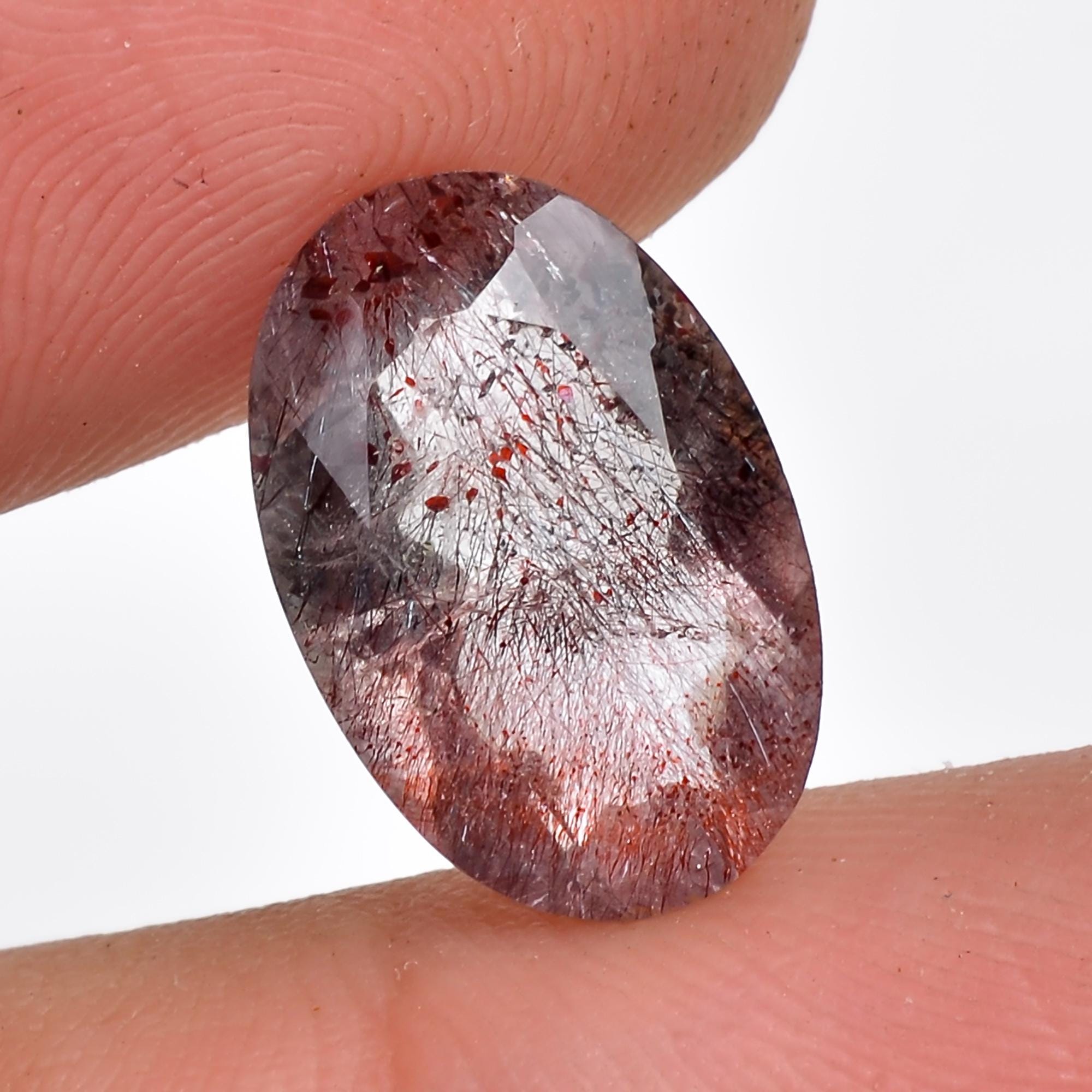 natural elestial quartz oval shape cut stone loose gemstone