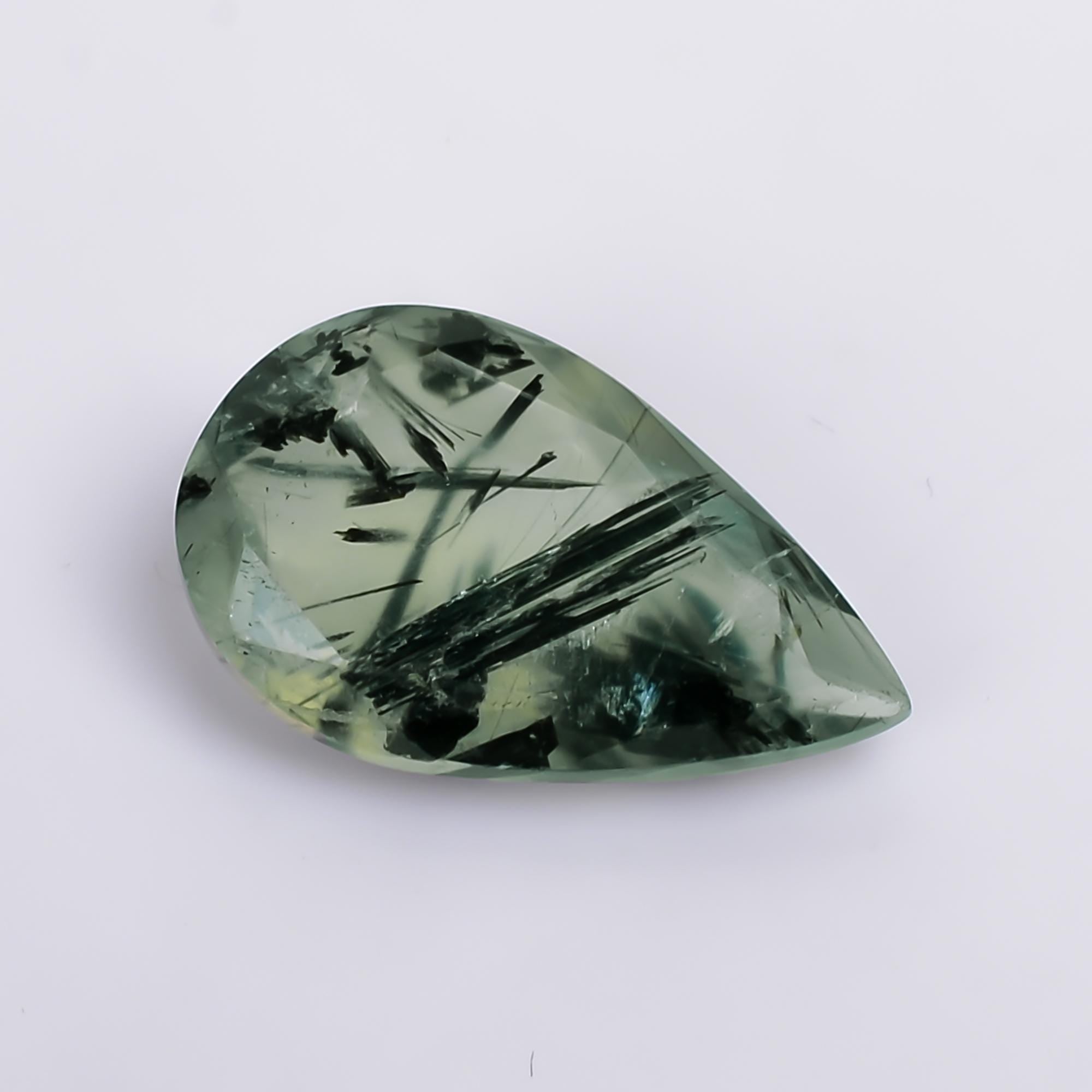 prehnite with epidote natural pear shape cut stone loose gemstone