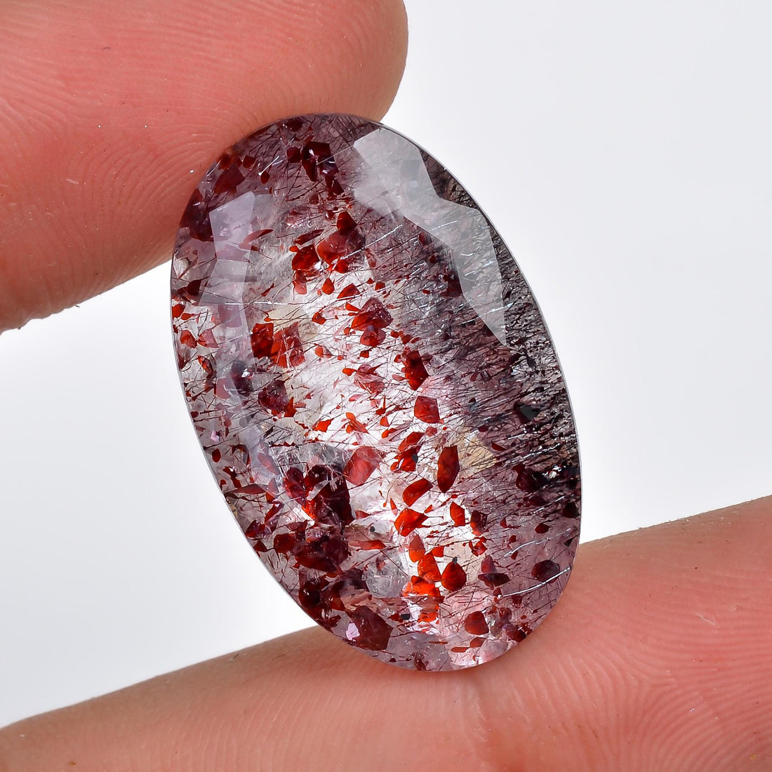 natural elestial quartz oval shape cut stone loose gemstone
