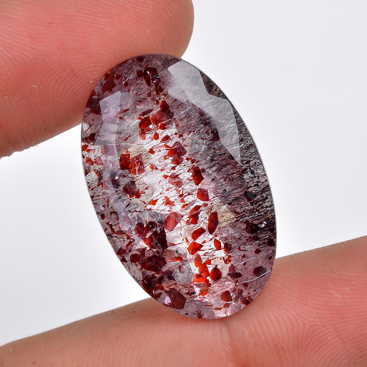 natural elestial quartz oval shape cut stone loose gemstone
