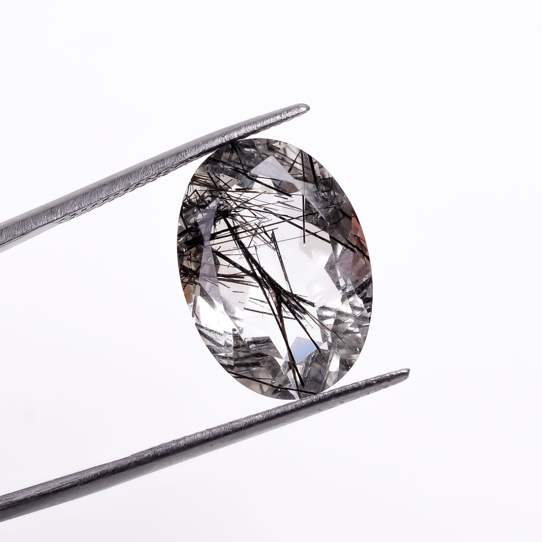 black rutile natural quartz oval shape cut stone loose gemstone