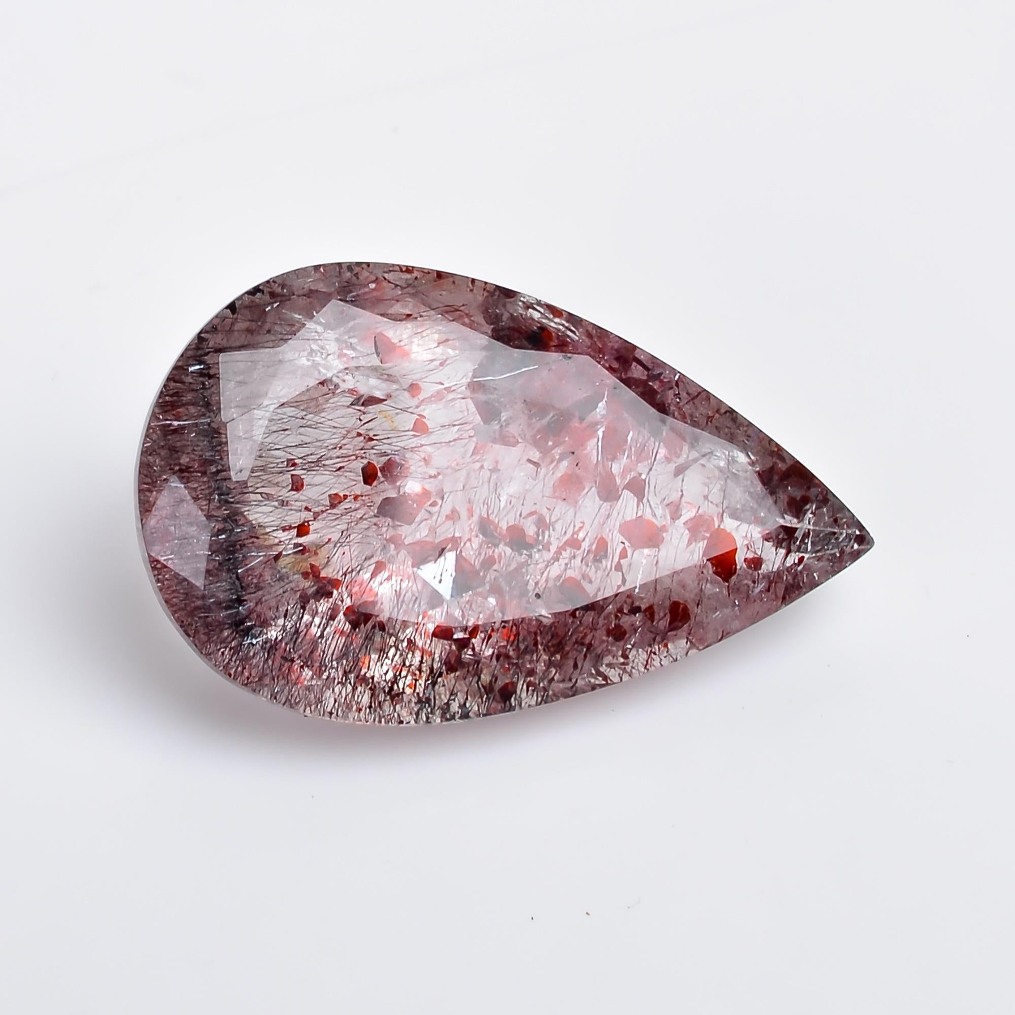 natural elestial quartz pear shape faceted loose gemstone