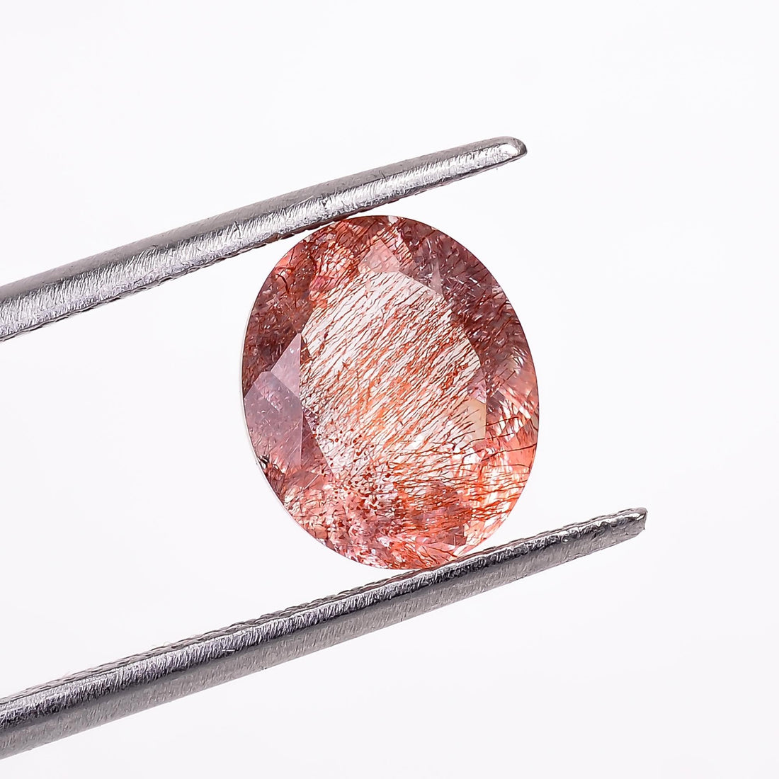 elestial quartz with lepidocrocite natural oval shape cut stone loose gemstone
