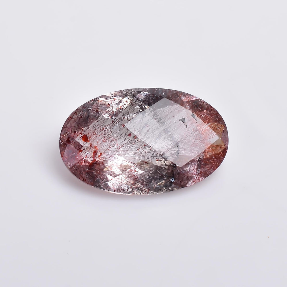 natural elestial quartz oval shape faceted loose gemstone