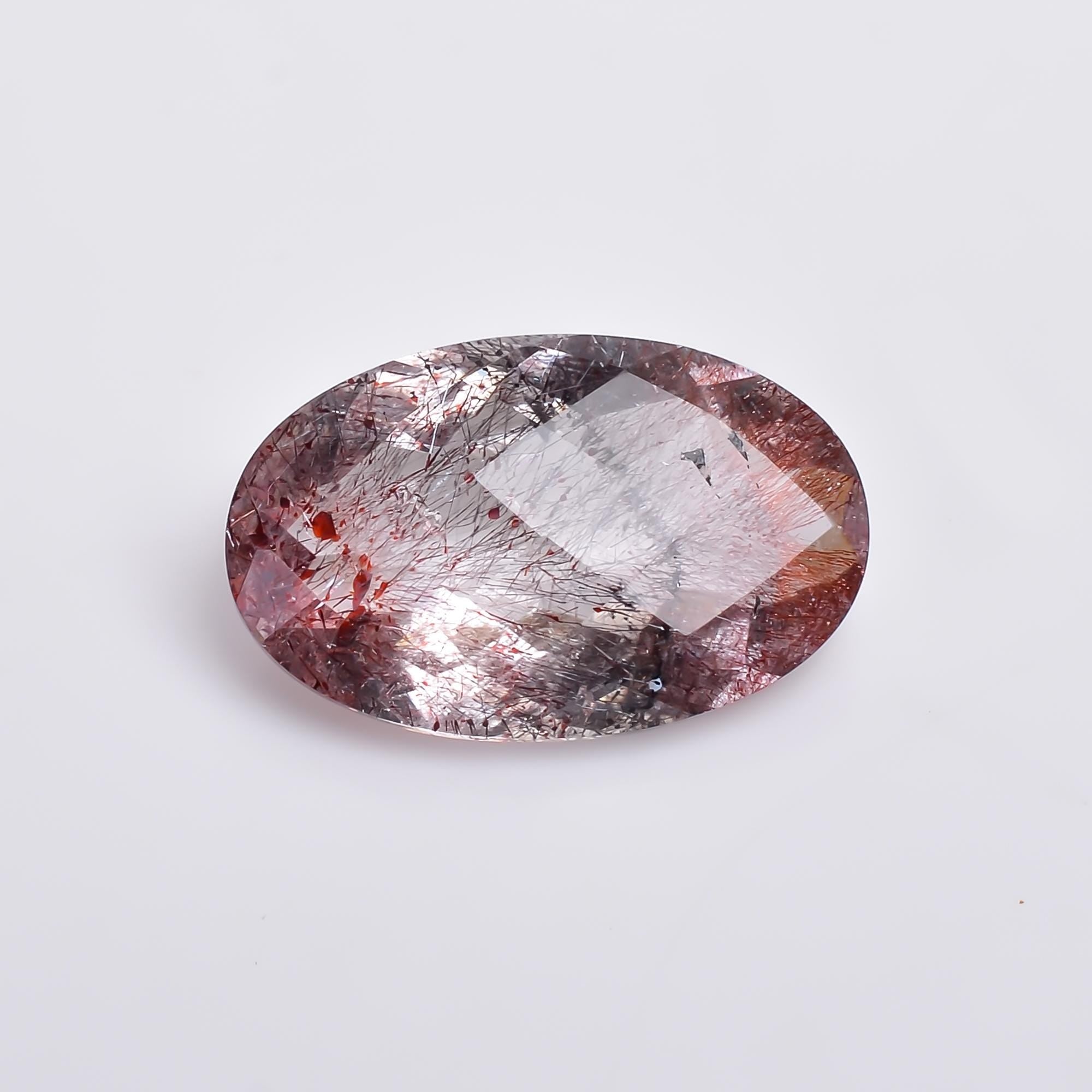natural elestial quartz oval shape faceted loose gemstone