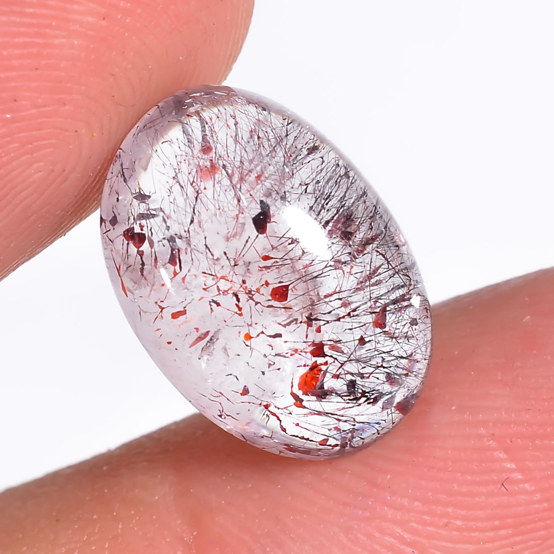 elestial quartz natural oval shape cabochon loose gemstone