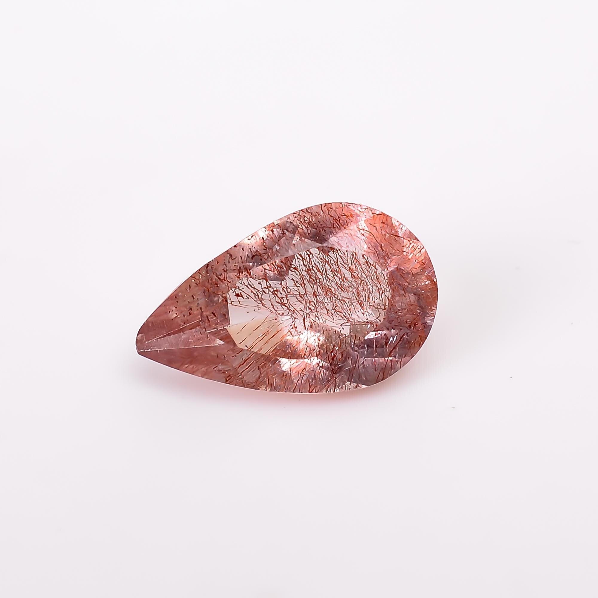 elestial quartz with lepidocrocite natural pear shape cut stone loose gemstone