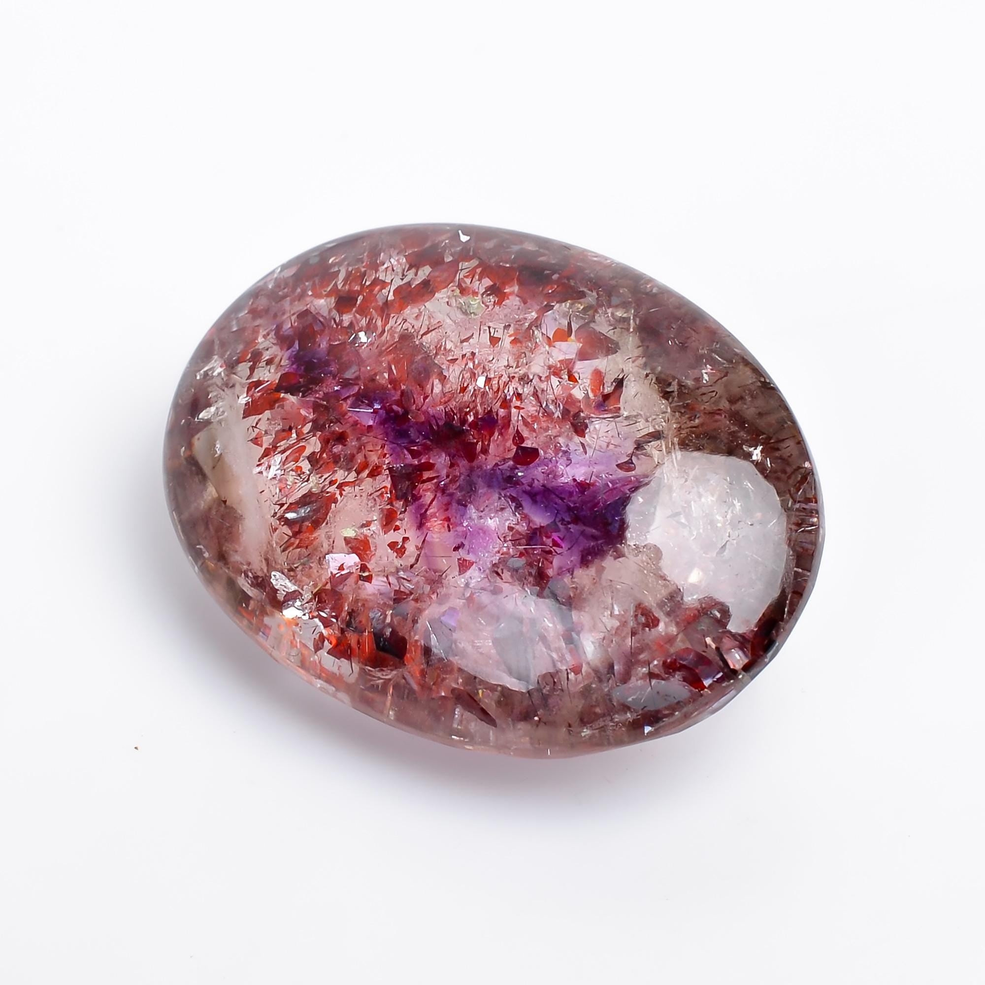 elestial quartz oval shape faceted cabochon loose gemstone
