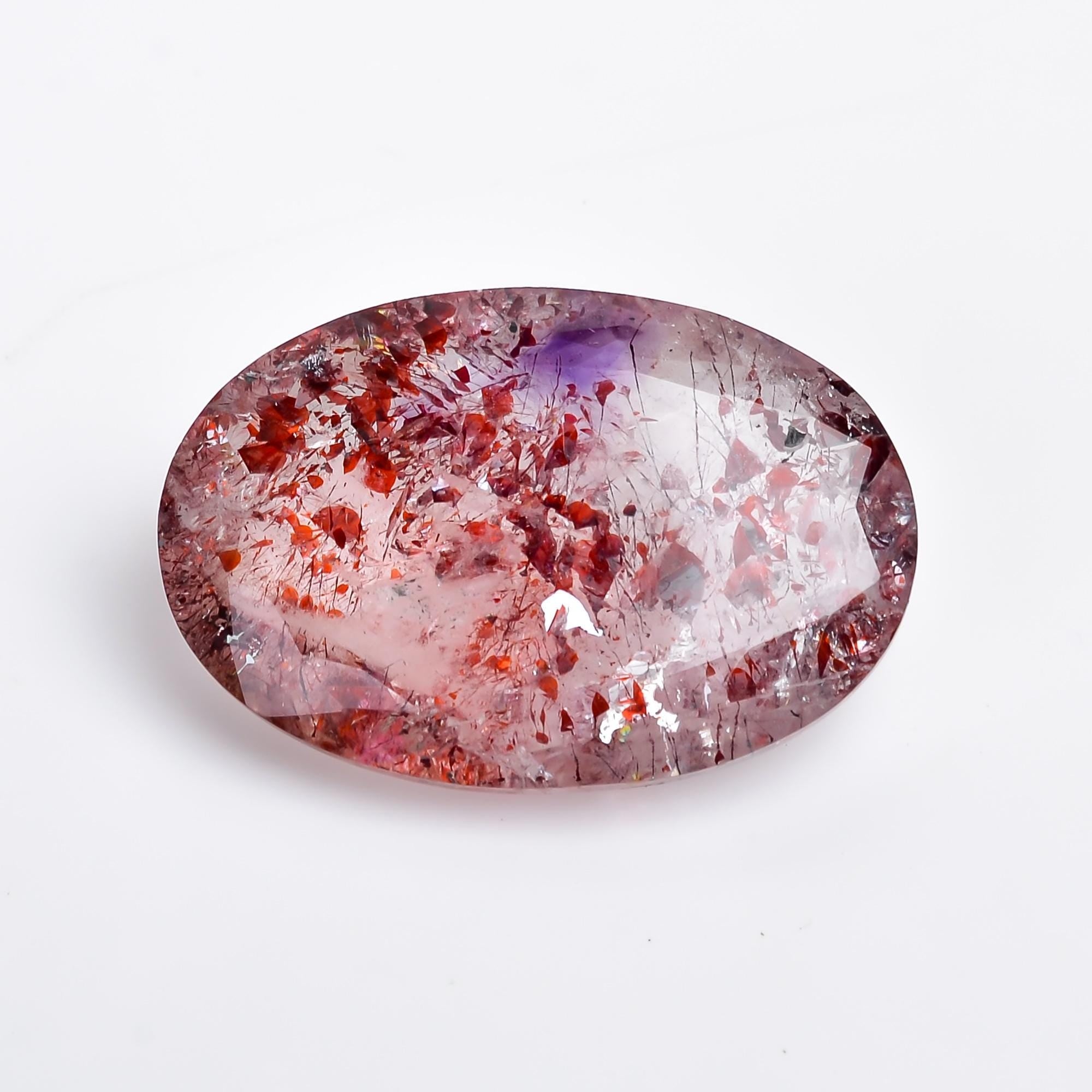 natural elestial quartz oval shape faceted loose gemstone