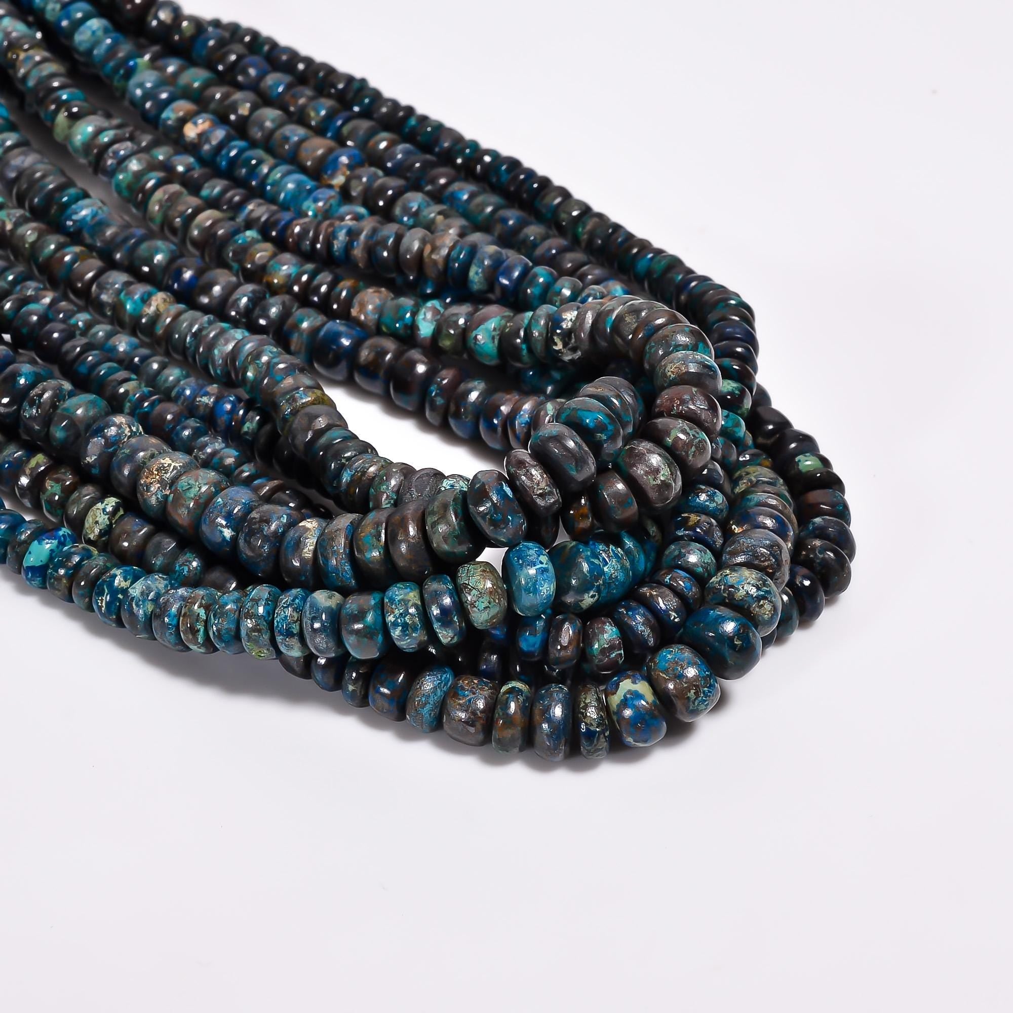 chrysocolla natural gemstone rondelle shape smooth
