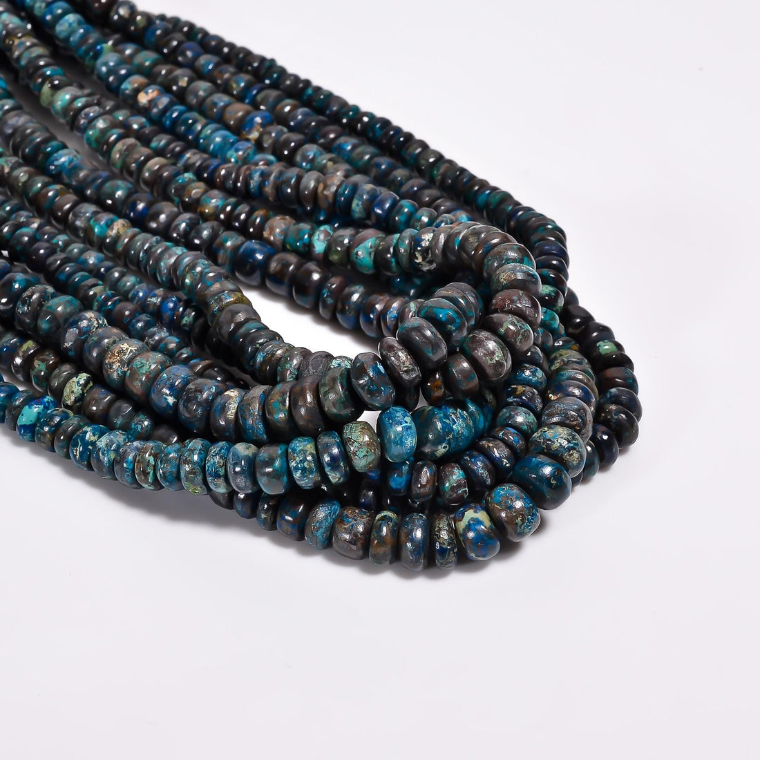 chrysocolla natural gemstone rondelle shape smooth