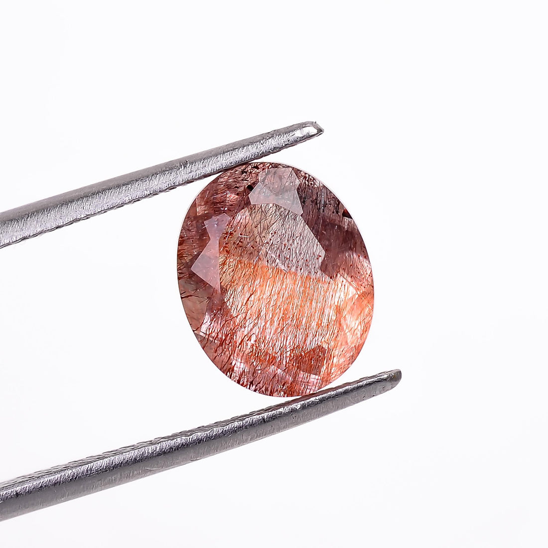 elestial quartz with lepidocrocite natural oval shape cut stone loose gemstone