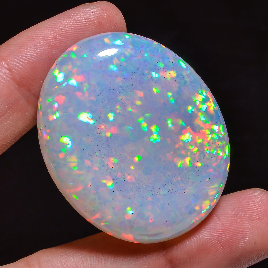 one of a kind natural ethiopian opal oval shape cabochon loose gemstone 95 ct 42x34x12 mm y 8387