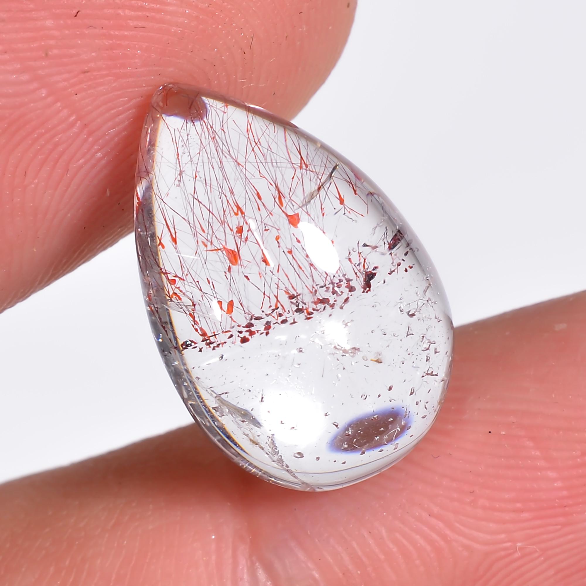 elestial quartz natural pear shape cabochon loose gemstone