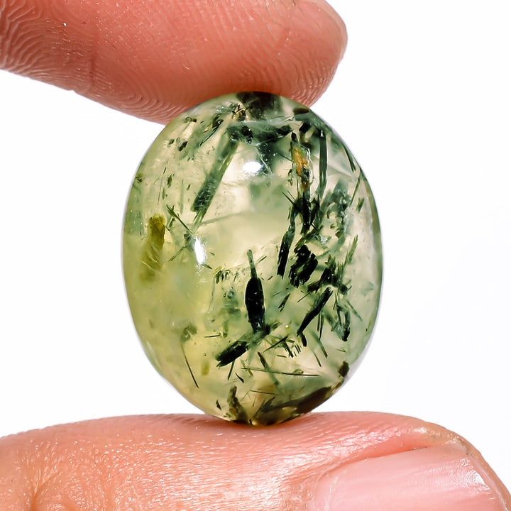 prehnite with epidote oval shape cabochon loose gemstone