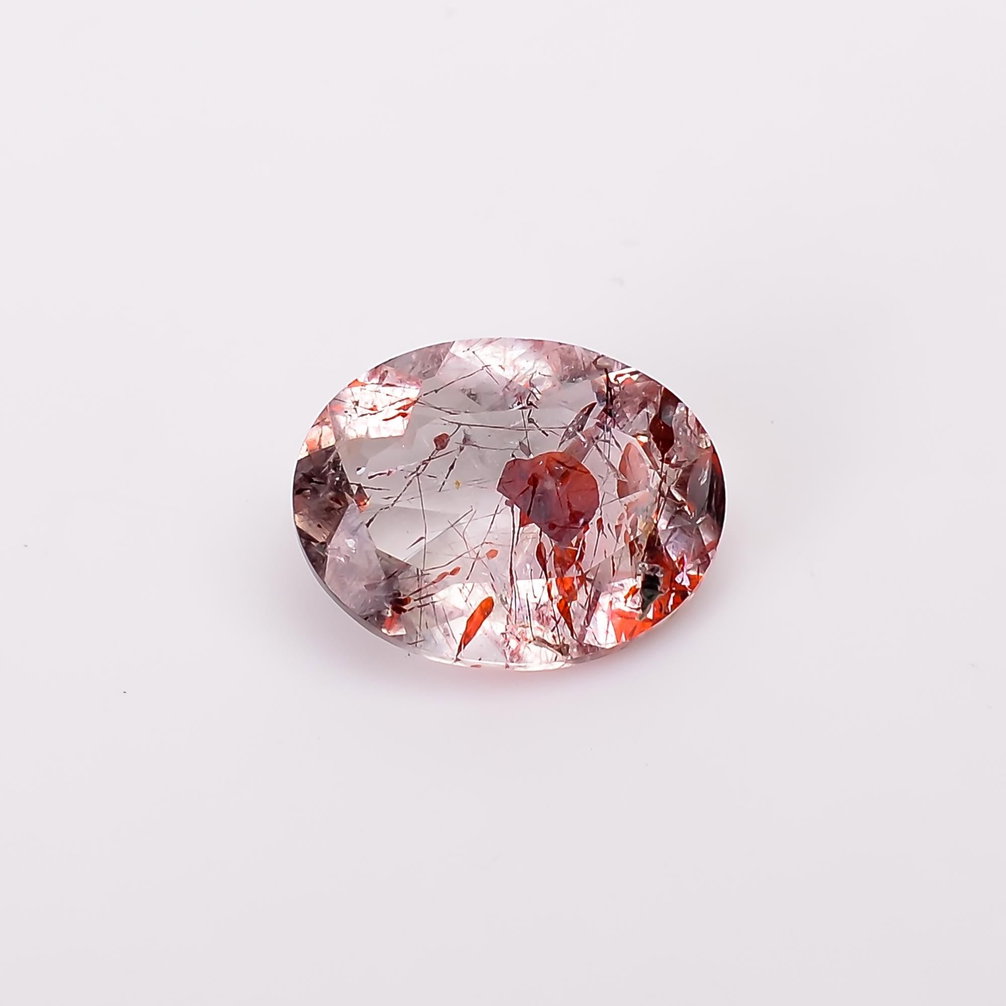 elestial quartz with hematite natural oval shape cut stone loose gemstone