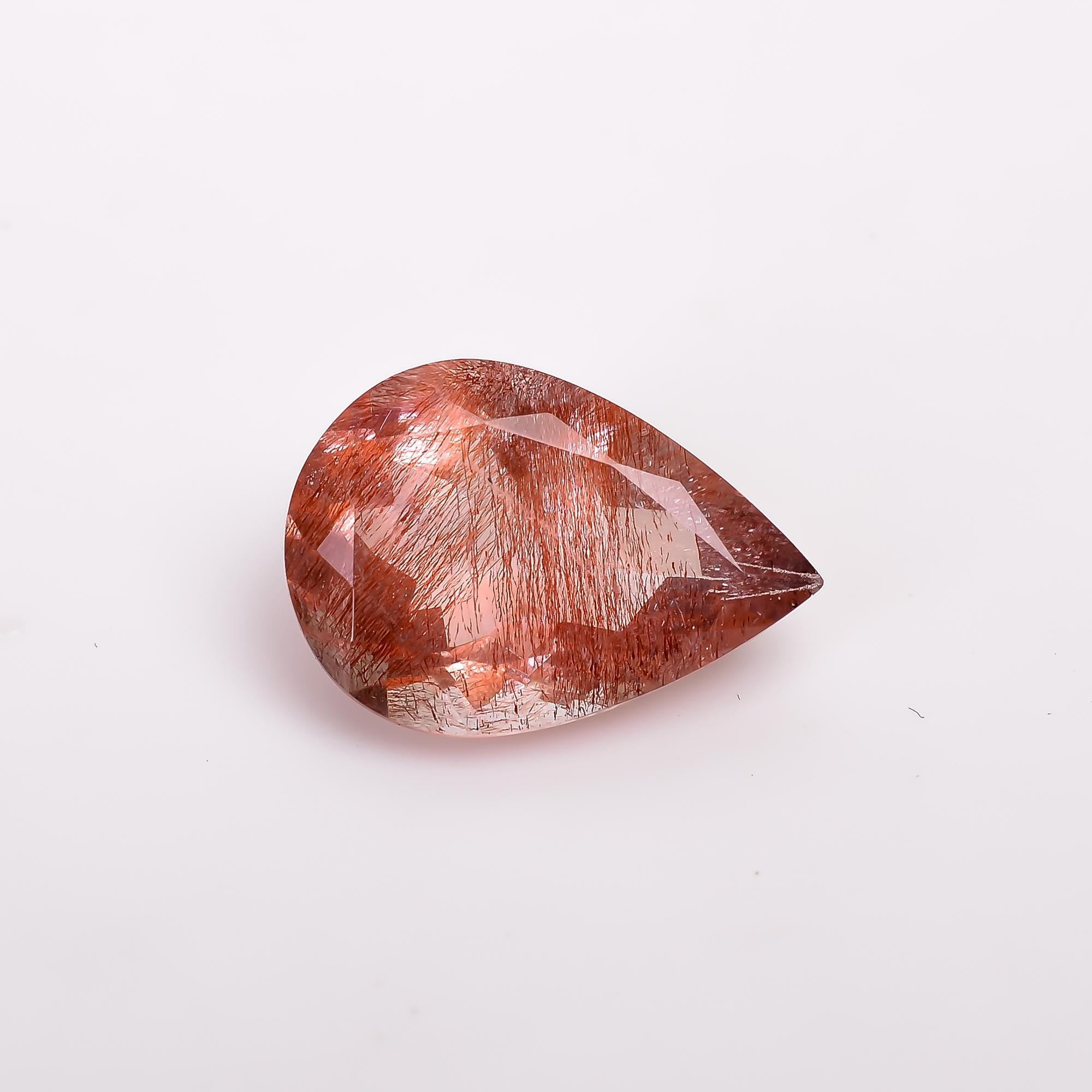 elestial quartz with lepidocrocites natural pear shape cut stone loose gemstone