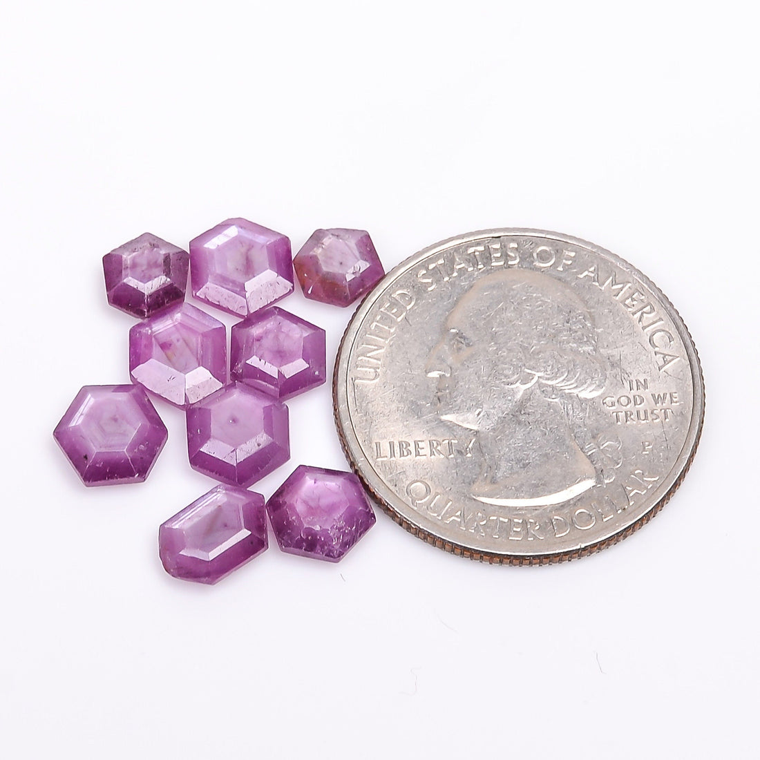 ruby natural hexagon texture shape cut stone loose gemstone 9 pcs lot
