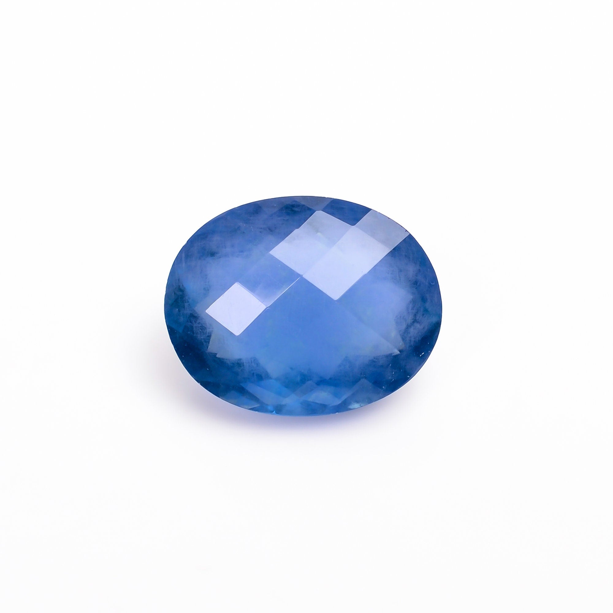 blue fluorite oval shape faceted loose gemstone