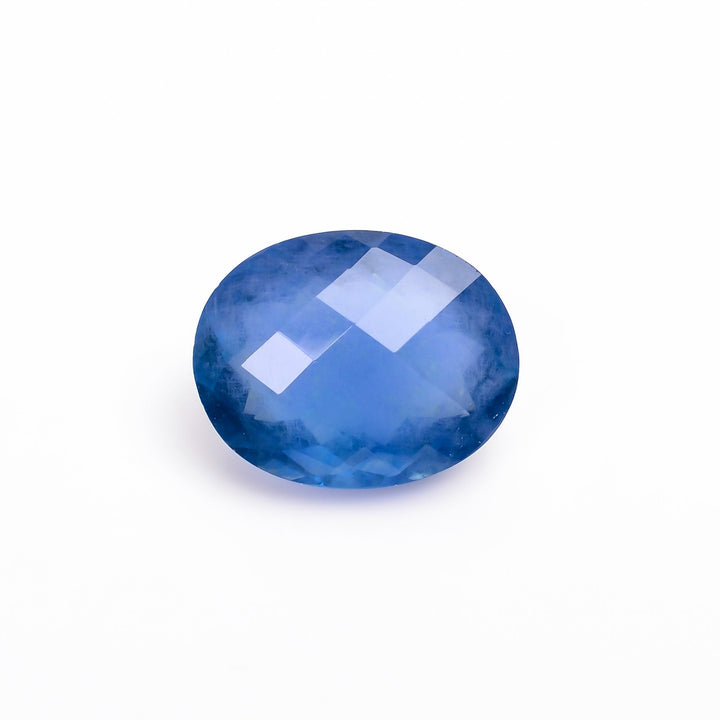blue fluorite oval shape faceted loose gemstone