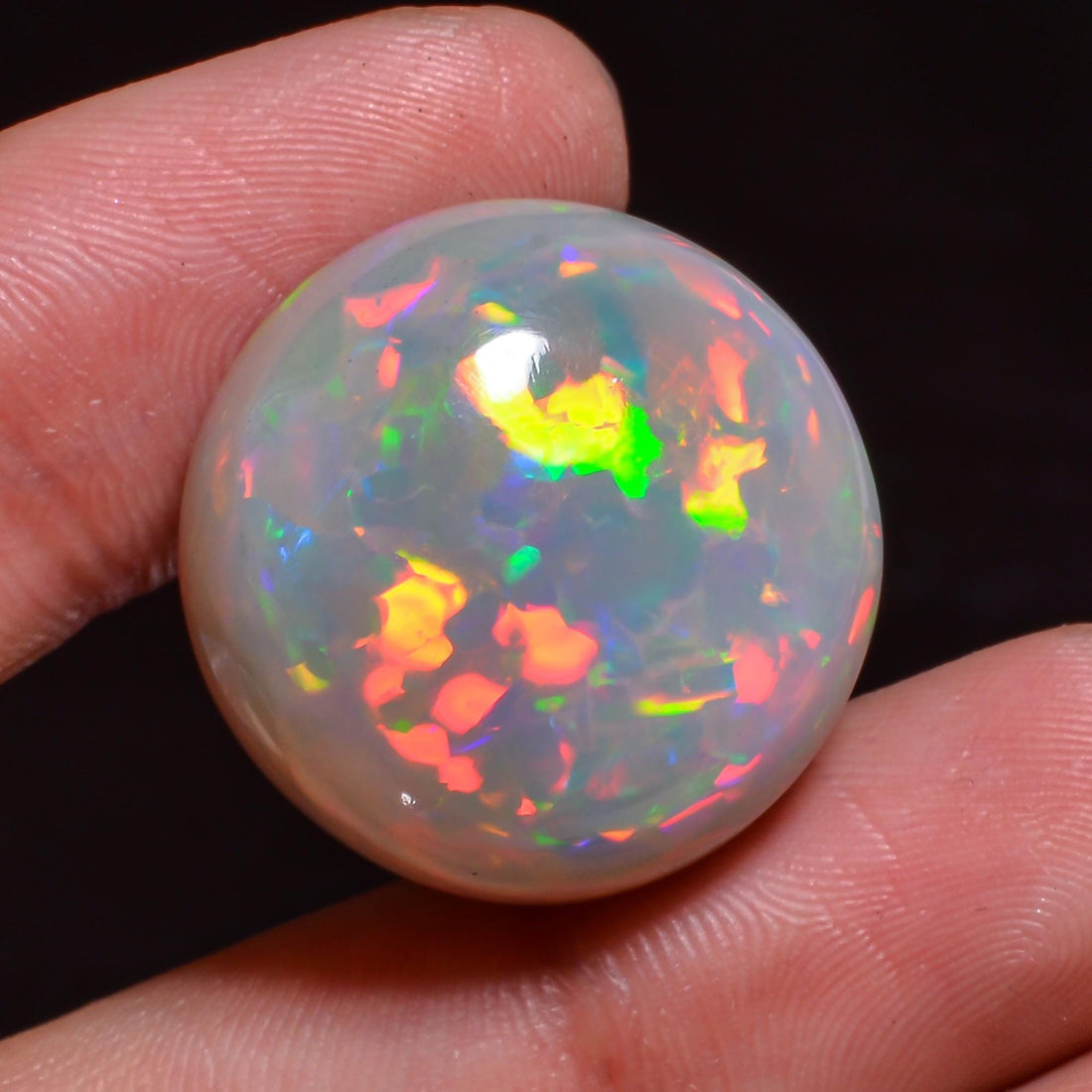 one of a kind natural ethiopian opal round shape cabochon loose gemstone