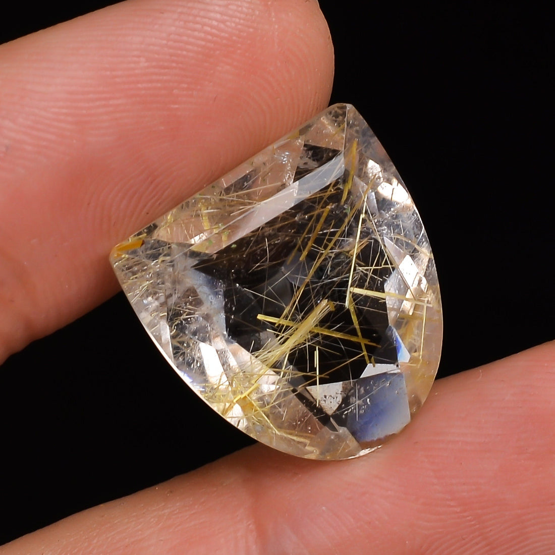 golden rutile quartz d shape cut stone natural loose gemstone