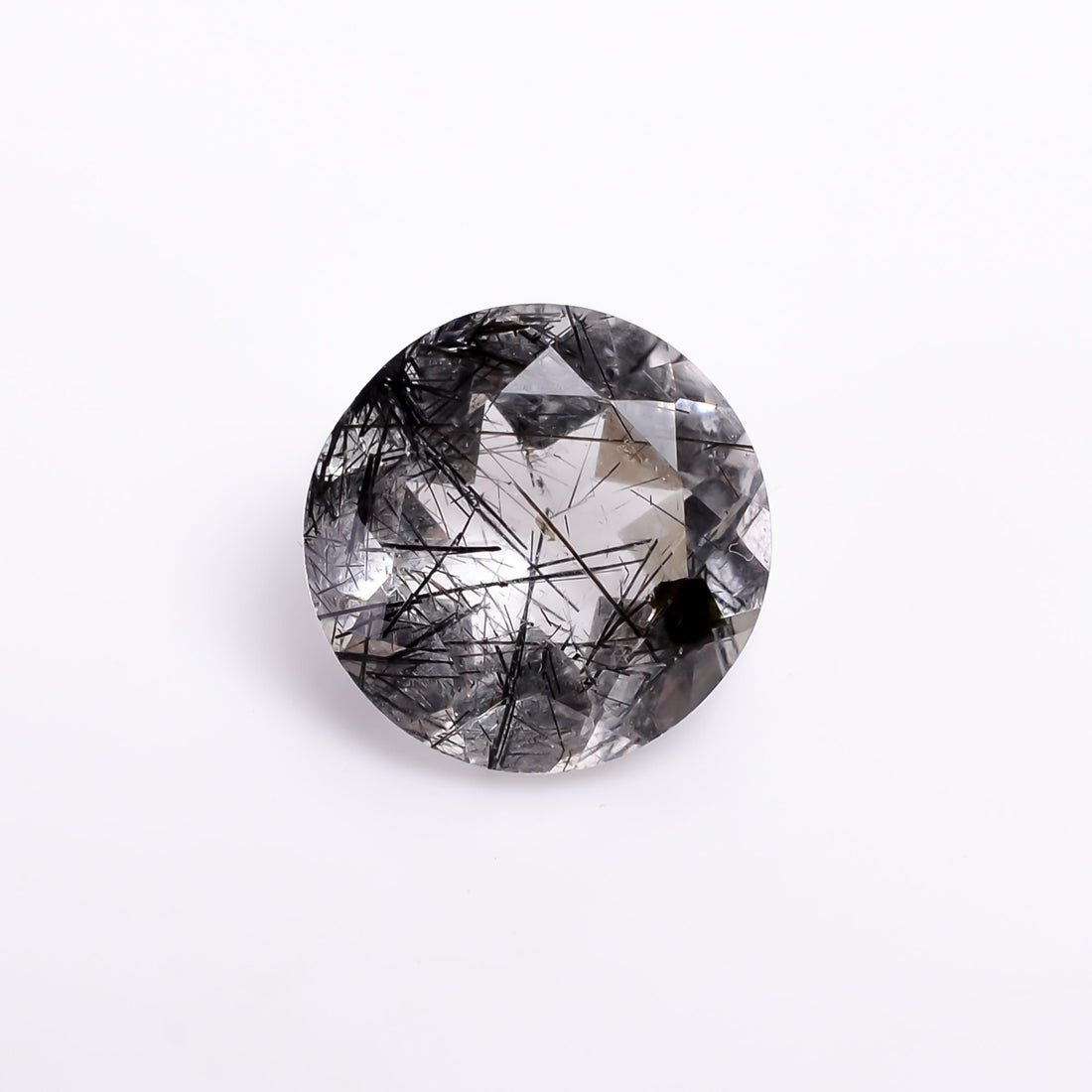 black rutile natural quartz round shape cut stone loose gemstone