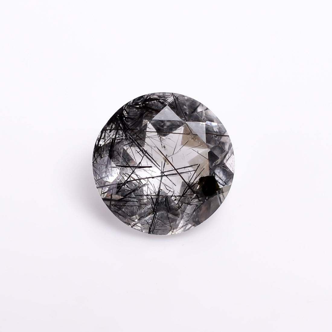 black rutile natural quartz round shape cut stone loose gemstone