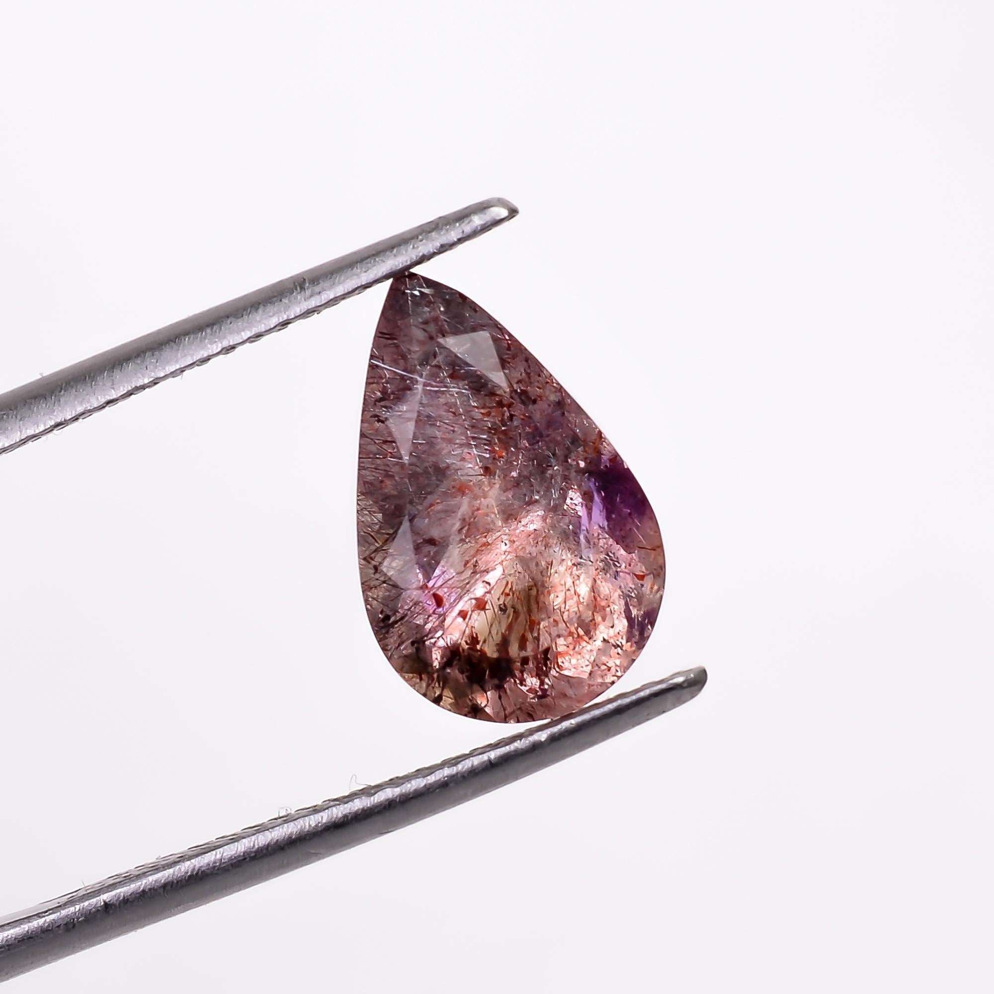natural elestial quartz pear shape cut stone loose gemstone