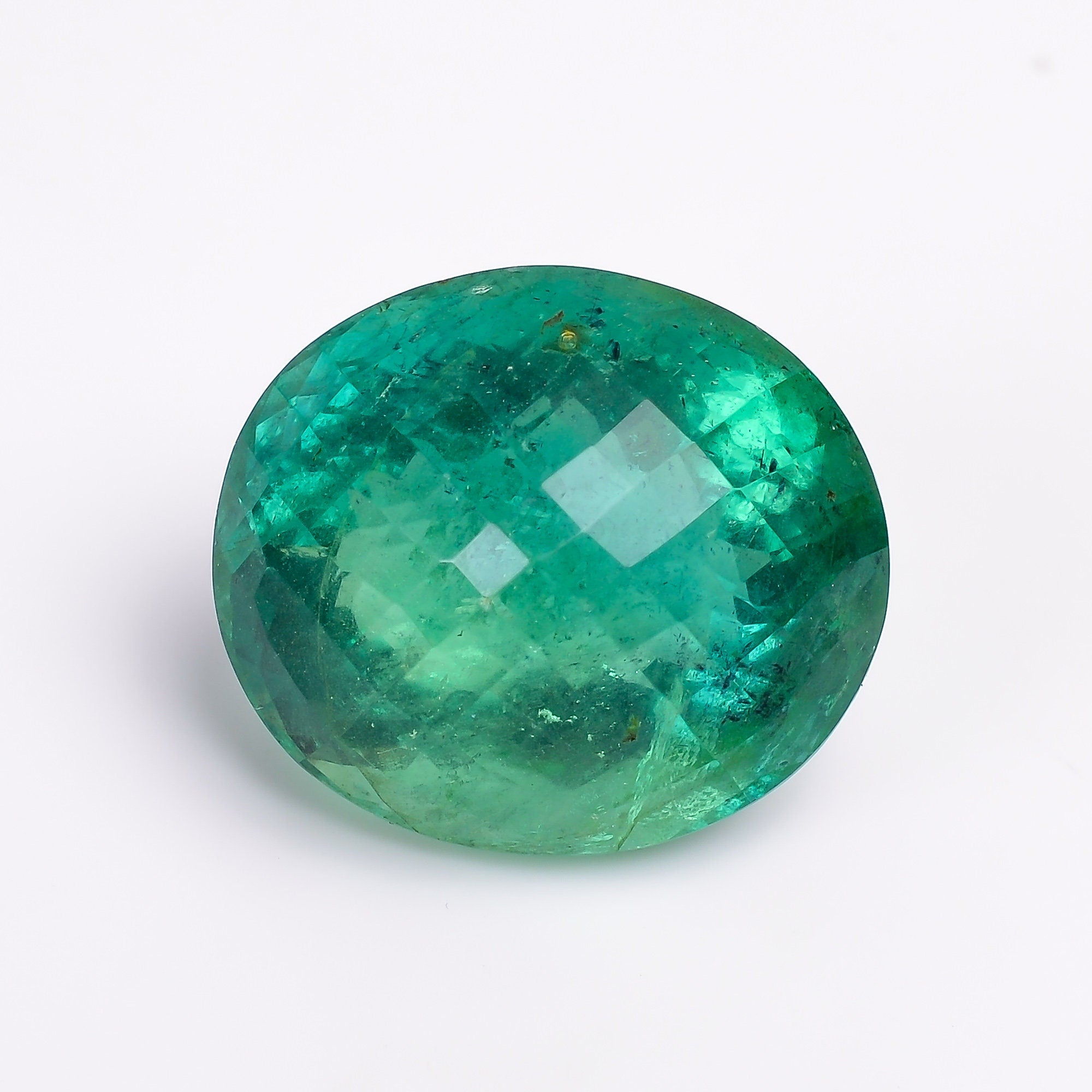 one of a kind natural green fluorite oval shape faceted 100 ct 28x25x22 mm y 2767