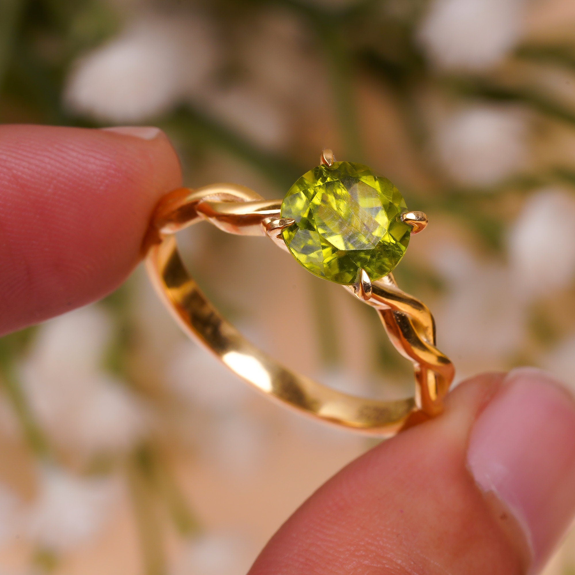natural peridot round shape ethnic style handmade ring 925 sterling silver 14k gold plated ring 10 25 us 3 3 gms y 7784