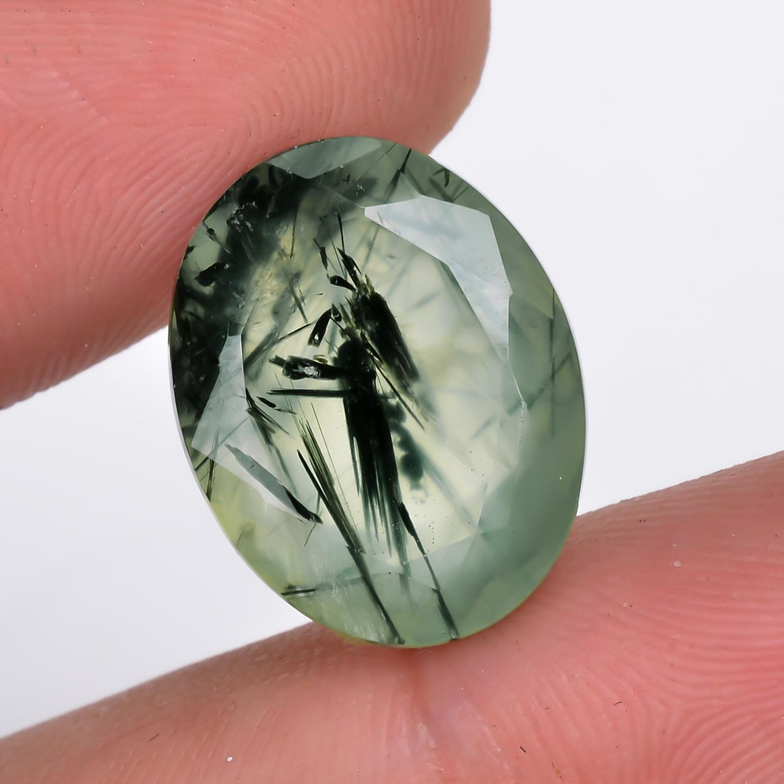 prehnite with epidote natural oval shape cut stone loose gemstone