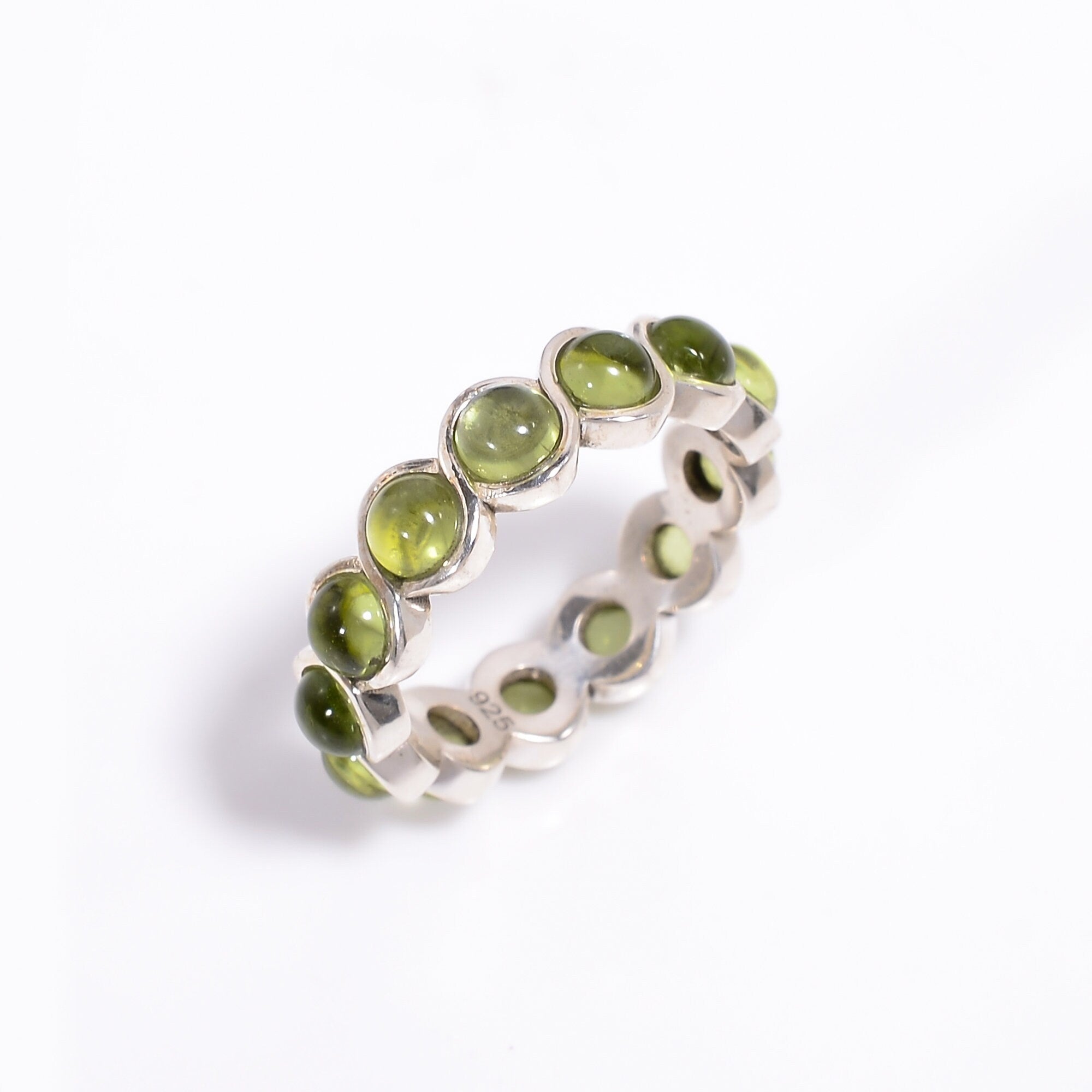 natural peridot round shape ethnic style handmade ring 925 sterling silver ring y 7788