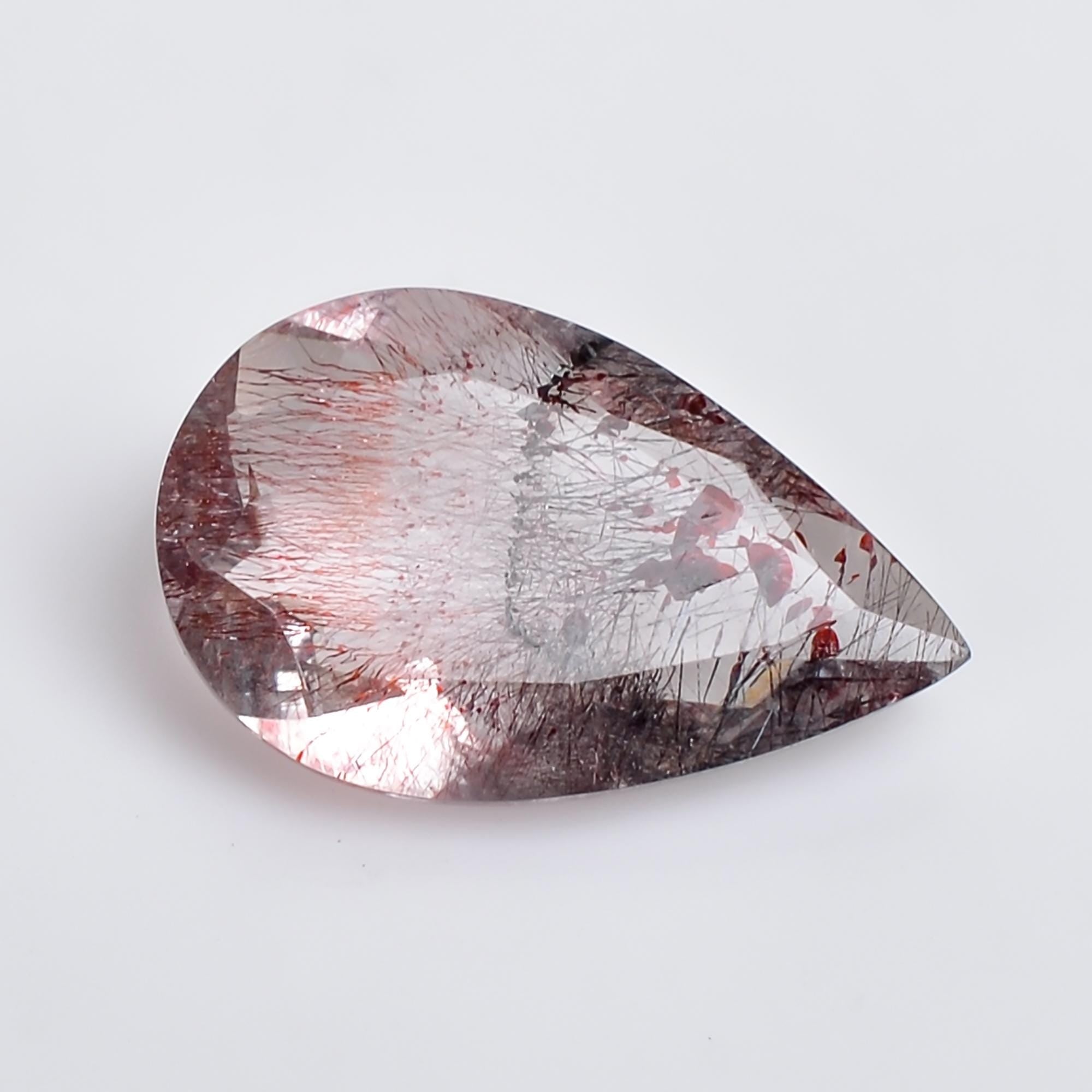 natural elestial quartz pear shape cut stone loose gemstone