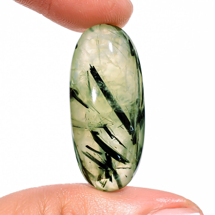 prehnite with epidote oval shape cabochon loose gemstone