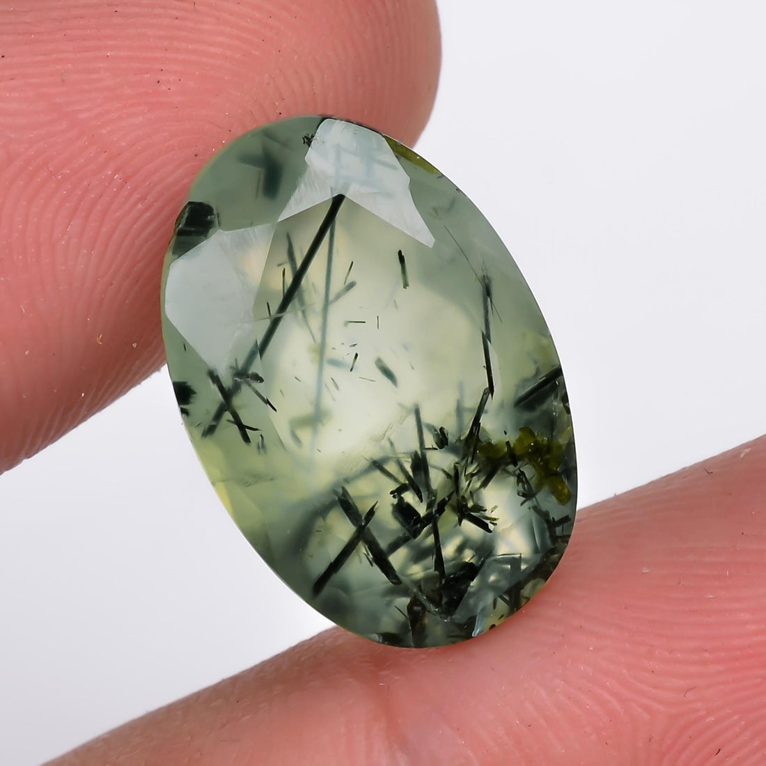 prehnite with epidote natural oval shape cut stone loose gemstone