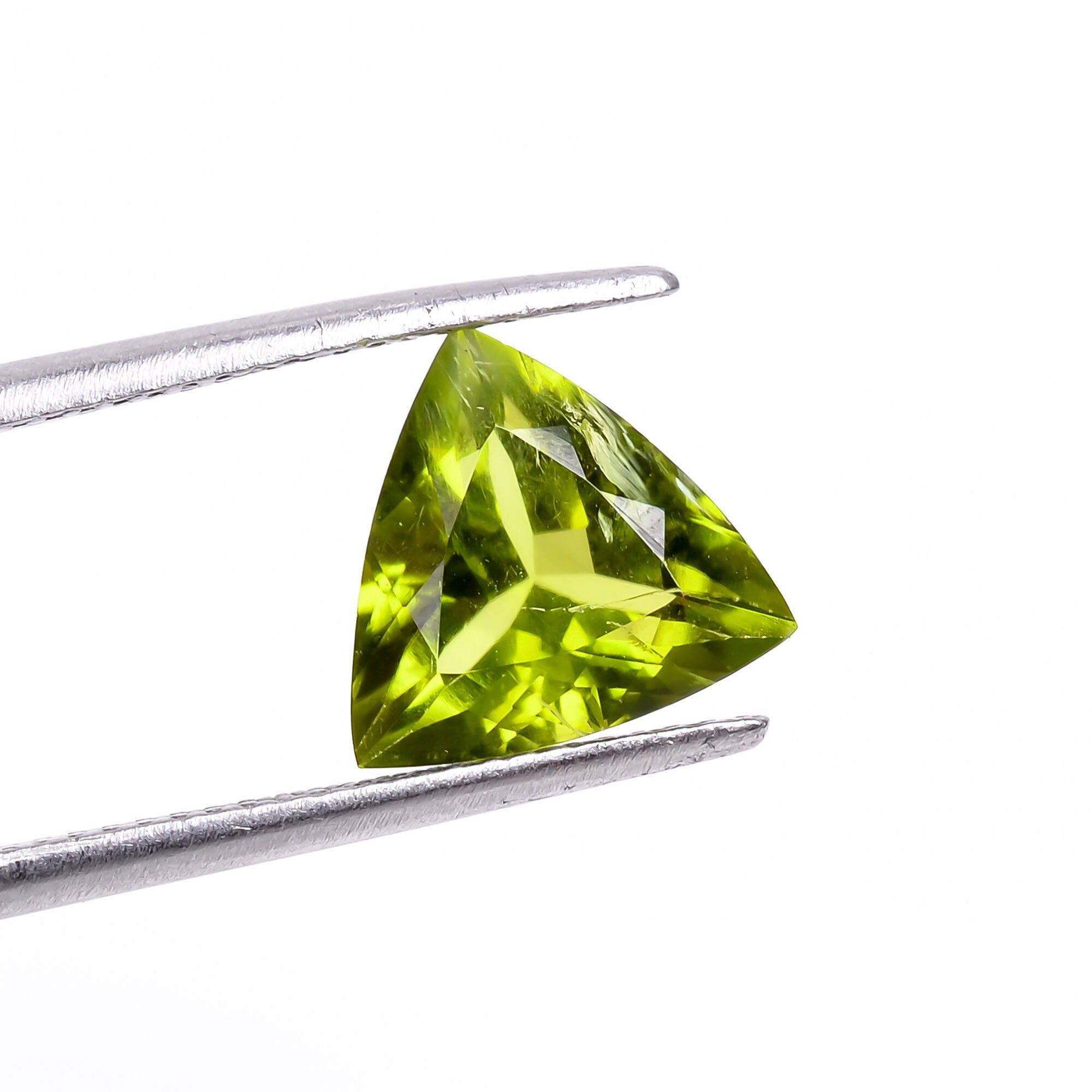 peridot natural triangle shape cut stone loose gemstone